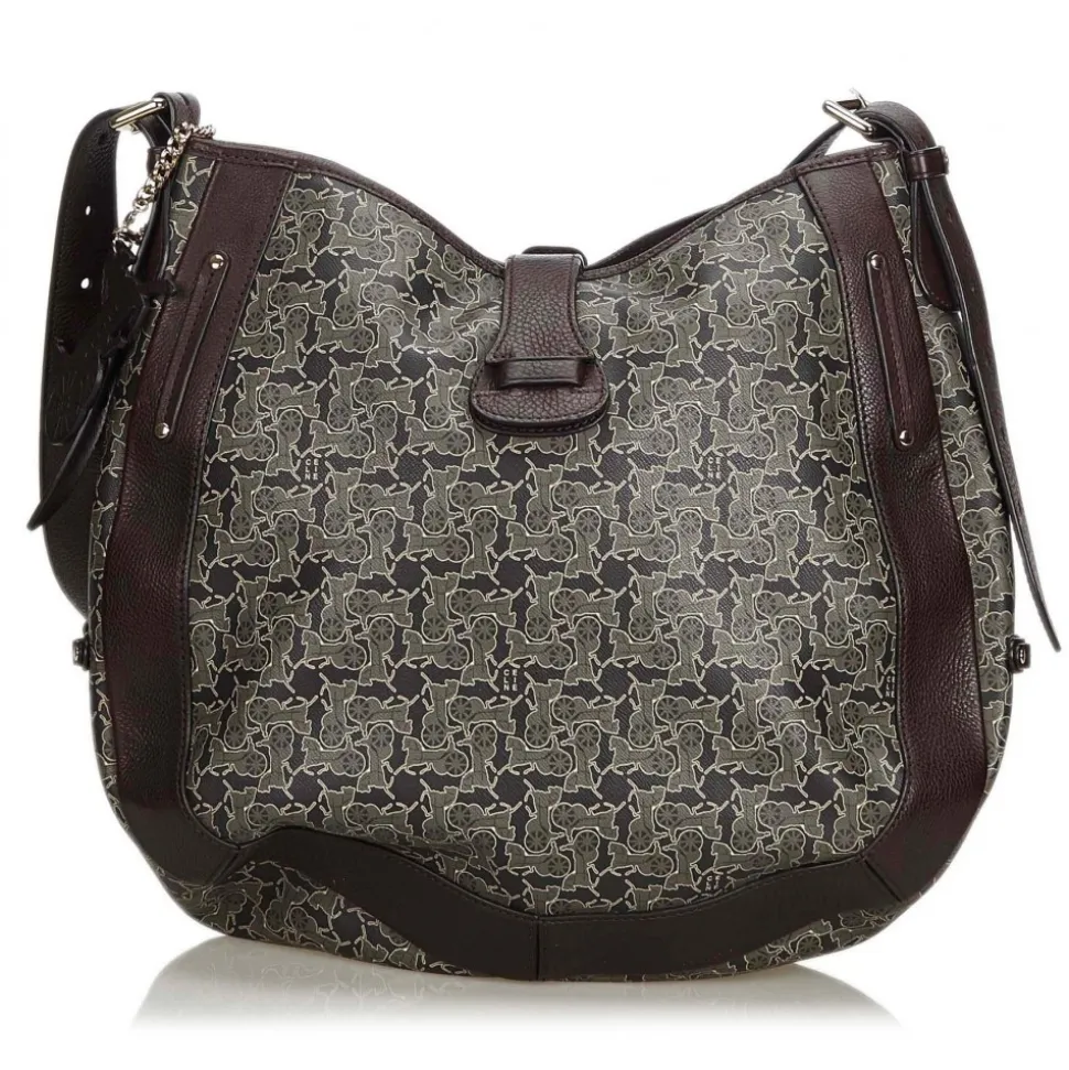 Céline Vintage - Macadam Shoulder Bag - Grey & Dark Grey - Leather & PVC Handbag - Luxury High Quality - Avvenice