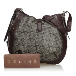 Céline Vintage - Macadam Shoulder Bag - Grey & Dark Grey - Leather & PVC Handbag - Luxury High Quality - Avvenice