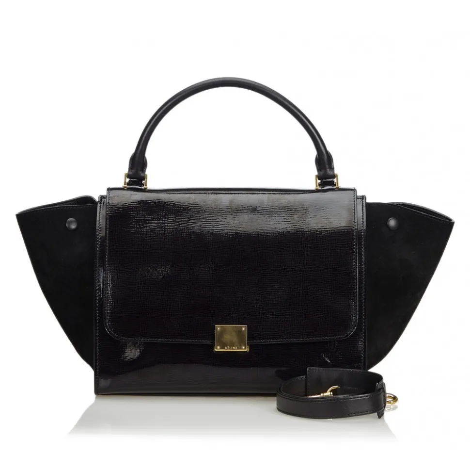 Céline Vintage - Patent Leather Trapeze Satchel Bag - Black - Patent Leather Handbag - Luxury High Quality - Avvenice