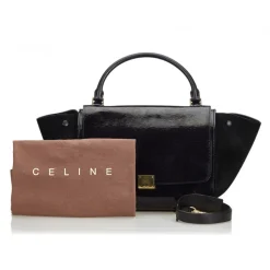 Céline Vintage - Patent Leather Trapeze Satchel Bag - Black - Patent Leather Handbag - Luxury High Quality - Avvenice