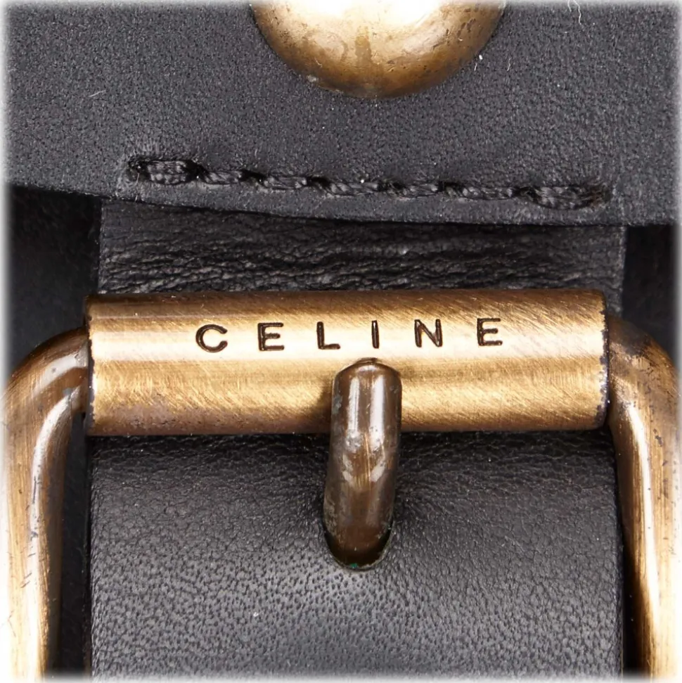 Céline Vintage - Studded Leather Shoulder Bag - Black - Leather Handbag - Luxury High Quality - Avvenice