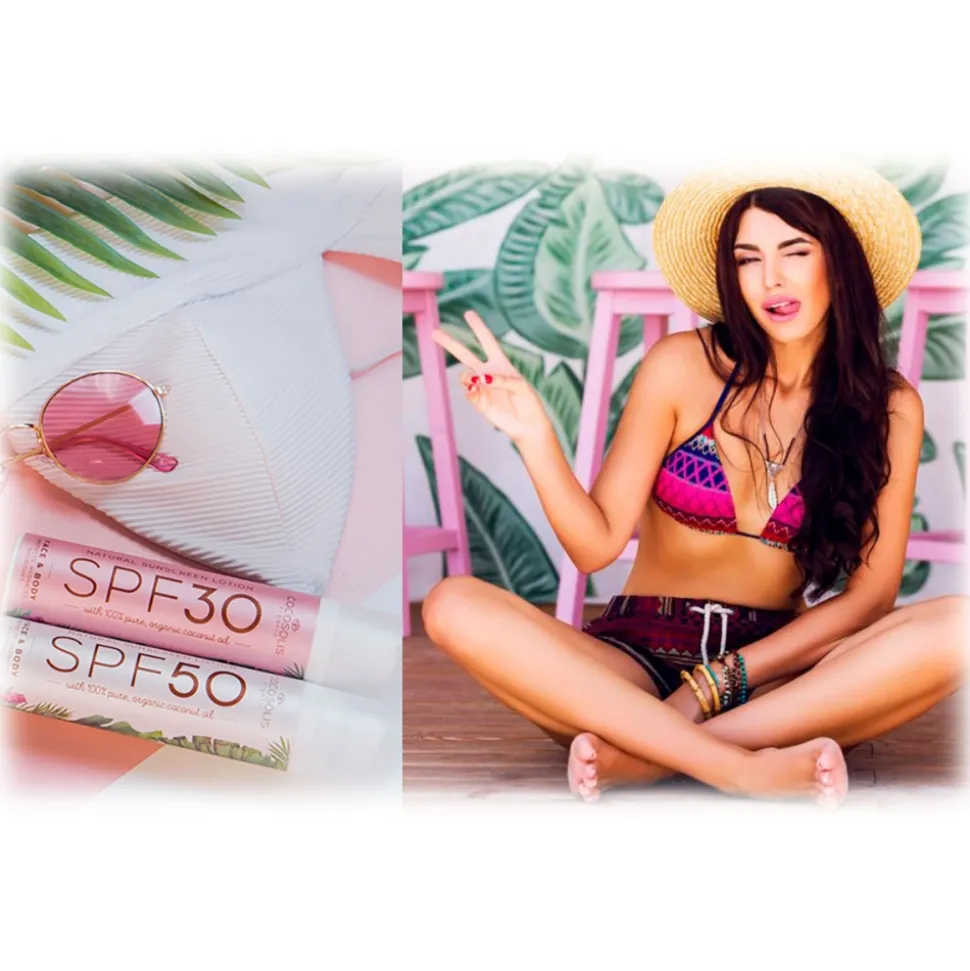 Cocosolis - Natural Sunscreen Lotion SPF 50 - Organic Sunscreen Lotion with SPF 30 - Face & Body - Professional Cosmetics - Avvenice