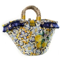 Coffarte - Baby Lemon Coffa - Sicilian Artisan Handbag - Sicilian Coffa - Luxury High Quality Handicraft Bag - Avvenice