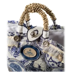 Coffarte - Baby Royal Copenaghen Coffa - Sicilian Artisan Handbag - Sicilian Coffa - Luxury High Quality Handicraft Bag - Avvenice