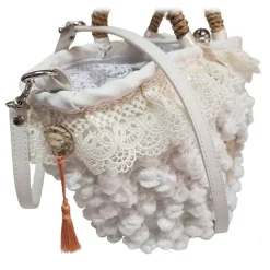Coffarte - Baby White of Navarra Coffa - Sicilian Artisan Handbag - Sicilian Coffa - Luxury High Quality Handicraft Bag - Avvenice