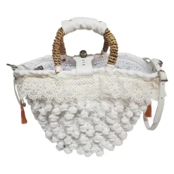 Coffarte - Baby White of Navarra Coffa - Sicilian Artisan Handbag - Sicilian Coffa - Luxury High Quality Handicraft Bag - Avvenice