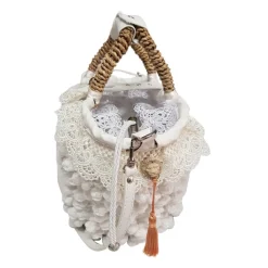 Coffarte - Baby White of Navarra Coffa - Sicilian Artisan Handbag - Sicilian Coffa - Luxury High Quality Handicraft Bag - Avvenice