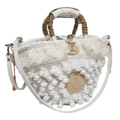 Coffarte - Baby White of Navarra Coffa - Sicilian Artisan Handbag - Sicilian Coffa - Luxury High Quality Handicraft Bag - Avvenice