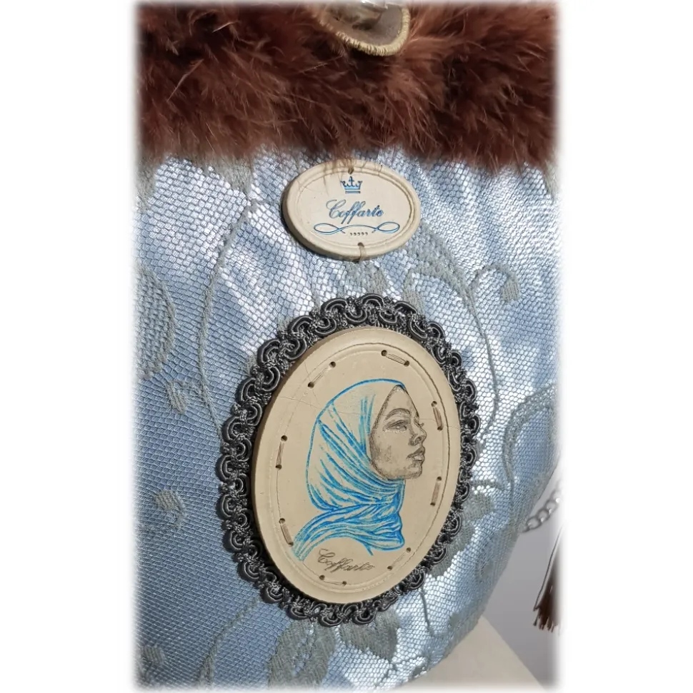 Coffarte - Medium Aisha Coffa in Winter Gray Lace - Sicilian Artisan Handbag - Sicilian Coffa - Luxury High Quality Handicraft - Avvenice