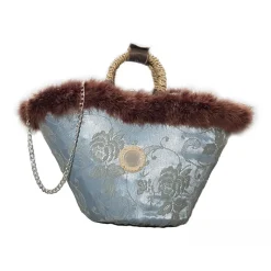 Coffarte - Medium Aisha Coffa in Winter Gray Lace - Sicilian Artisan Handbag - Sicilian Coffa - Luxury High Quality Handicraft - Avvenice