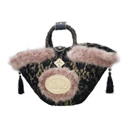 Coffarte - Medium Black Lace Coffa - Sicilian Artisan Handbag - Sicilian Coffa - Luxury High Quality Handicraft - Avvenice