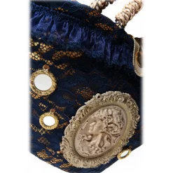 Coffarte - Medium Blue Cameo Coffa - Sicilian Artisan Handbag - Sicilian Coffa - Luxury High Quality Handicraft Bag - Avvenice