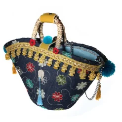 Coffarte - Medium Jeans Coffa - Sicilian Artisan Handbag - Sicilian Coffa - Luxury High Quality Handicraft Bag - Avvenice
