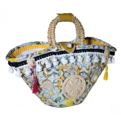 Coffarte - Medium Majolica Coffa - Sicilian Artisan Handbag - Sicilian Coffa - Luxury High Quality Handicraft Bag - Avvenice