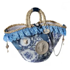 Coffarte - Medium Royal Copenhagen Coffa - Sicilian Artisan Handbag - Sicilian Coffa - Luxury High Quality Handicraft Bag - Avvenice