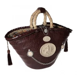 Coffarte - Medium Trinacria Leather Coffa - Sicilian Artisan Handbag - Sicilian Coffa - Luxury High Quality Handicraft Bag - Avvenice