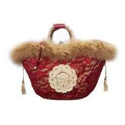 Coffarte - Medium Venetian Red Coffa - Sicilian Artisan Handbag - Sicilian Coffa - Luxury High Quality Handicraft - Avvenice