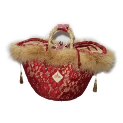 Coffarte - Medium Venetian Red Coffa - Sicilian Artisan Handbag - Sicilian Coffa - Luxury High Quality Handicraft - Avvenice