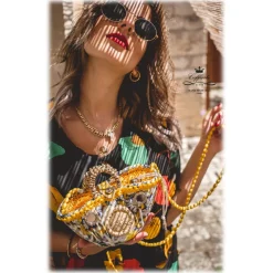 Coffarte - Pochette Sun Coffa - Jewelry - Sicilian Artisan Handbag - Sicilian Coffa - Luxury High Quality Handicraft Bag - Avvenice