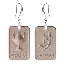 Coffarte - Sicilian Aces Earrings - Money and Stick - Artisan Earrings in Ceramic - Luxury High Quality Handcraft Earrings - Avvenice