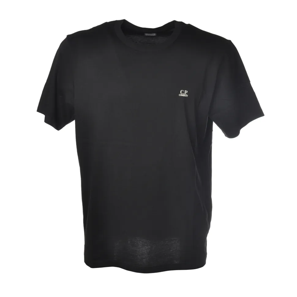 C.P. Company - Basic T-Shirt with Small Writing - Black - Luxury Exclusive Collection - Avvenice