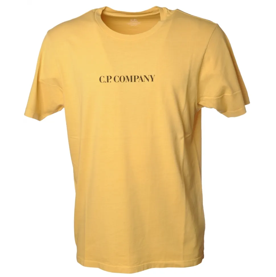 C.P. Company - Basic T-Shirt With Writing on The Front - Yellow - T-Shirt - Luxury Exclusive Collection - Avvenice