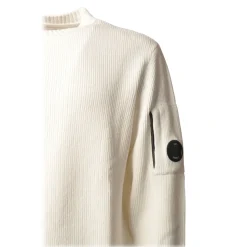 C.P. Company - Chenille Crewneck Pullover - White - Sweater - Luxury Exclusive Collection - Avvenice