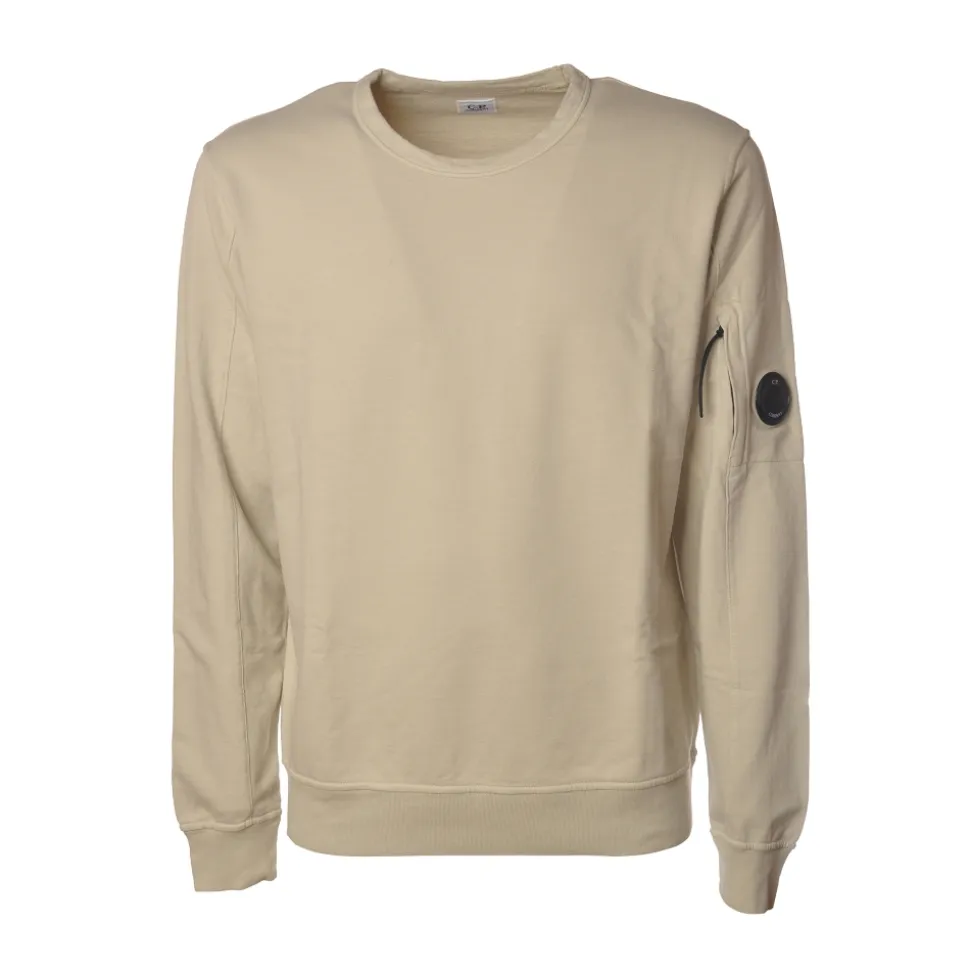 C.P. Company - Crewneck Sweatshirt with Logo - Sandy - Luxury Exclusive Collection - Avvenice
