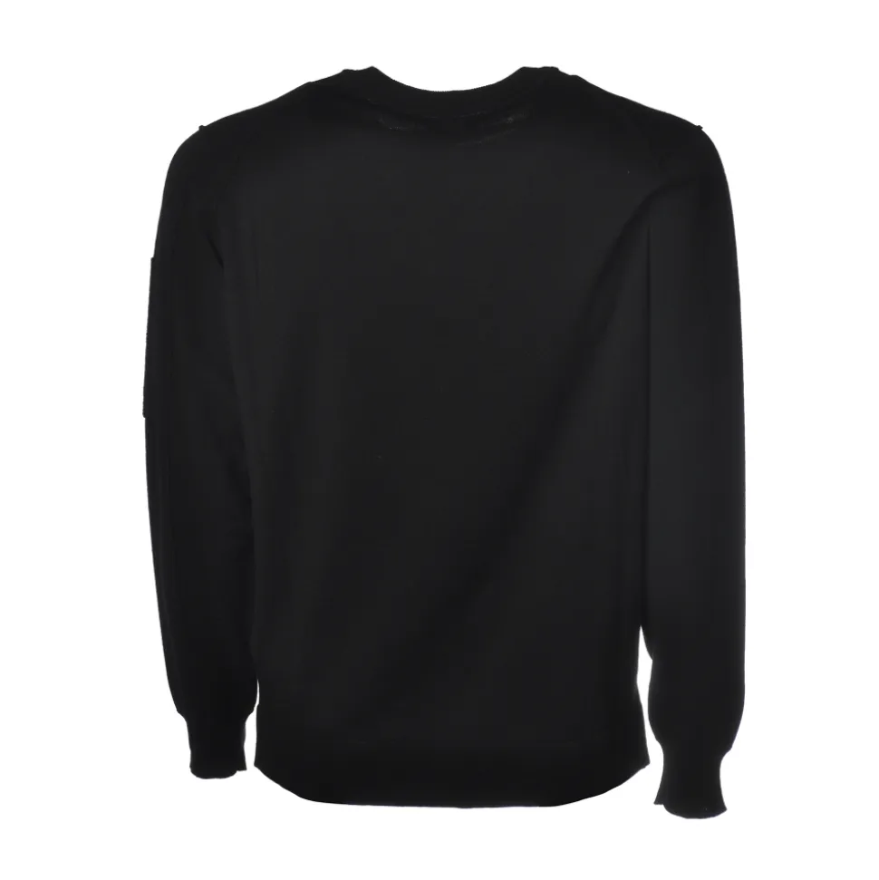 C.P. Company - Crewneck with Embossed Edges - Black - Sweater - Luxury Exclusive Collection - Avvenice