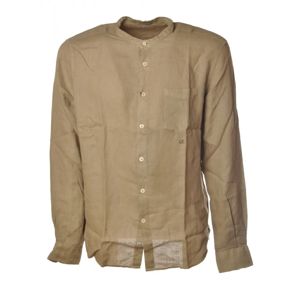 C.P. Company - Mandarin Collar Shirt - Beige - Luxury Exclusive Collection - Avvenice