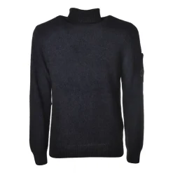 C.P. Company - Melange Effect High Neck Sweater - Powder Blue - Luxury Exclusive Collection - Avvenice