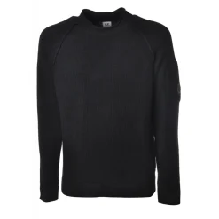 C.P. Company - Round Neck with Embossed Sleeve - Black - Shirt - Luxury Exclusive Collection - Avvenice