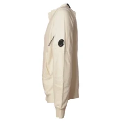 C.P. Company - Sweatshirt with Front Zip Closure and Snap Buttons - Cream - Luxury Exclusive Collection - Avvenice