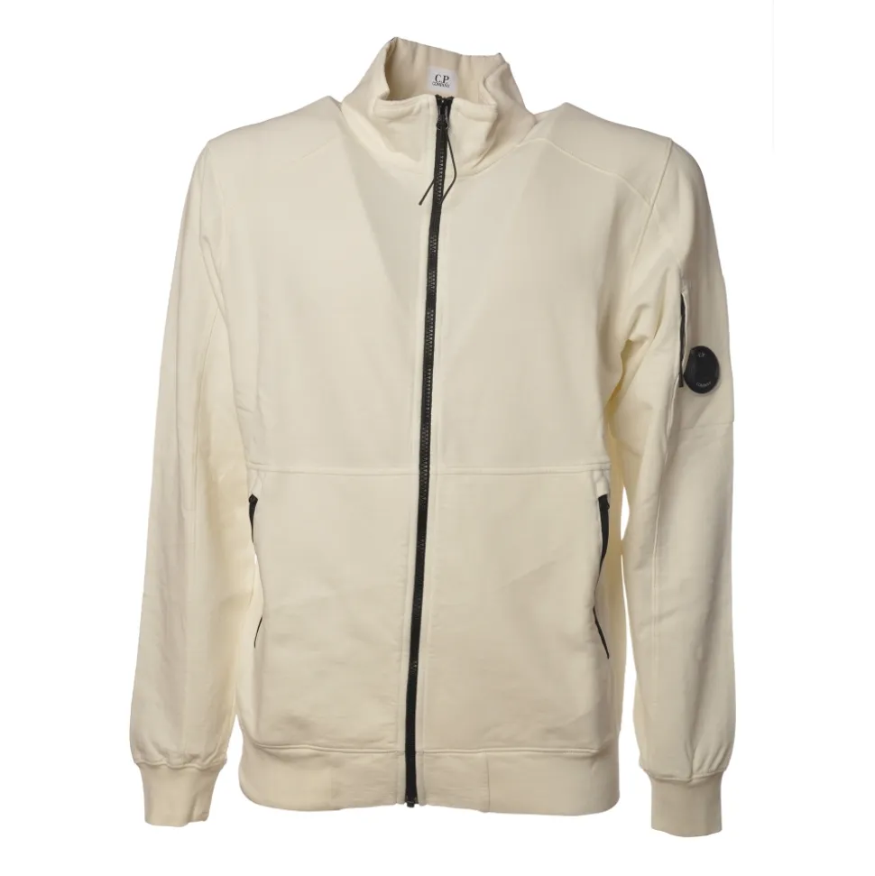 C.P. Company - Sweatshirt with Front Zip Closure - White - Luxury Exclusive Collection - Avvenice