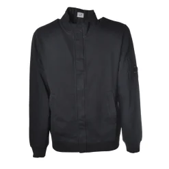 C.P. Company - Sweatshirt with Front Zip Closure and Snap Buttons - Blue - Luxury Exclusive Collection - Avvenice