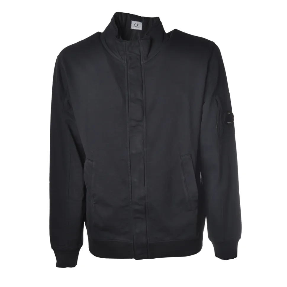 C.P. Company - Sweatshirt with Front Zip Closure and Snap Buttons - Blue - Luxury Exclusive Collection - Avvenice