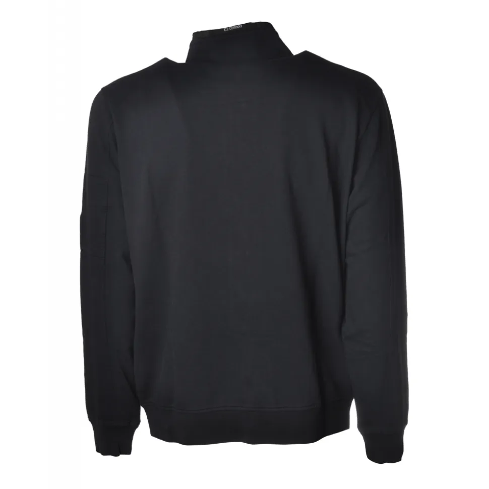 C.P. Company - Sweatshirt with Front Zip Closure and Snap Buttons - Blue - Luxury Exclusive Collection - Avvenice