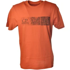 C.P. Company - T-Shirt With Central Logo Print - Orange - T-Shirt - Luxury Exclusive Collection - Avvenice