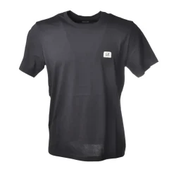 C.P. Company - T-Shirt with Small Printed Logo - Blue - Sweater - Luxury Exclusive Collection - Avvenice