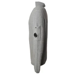 C.P. Company - Turtleneck with Logo on Left Sleeve - Pearl Gray - Sweater - Luxury Exclusive Collection - Avvenice