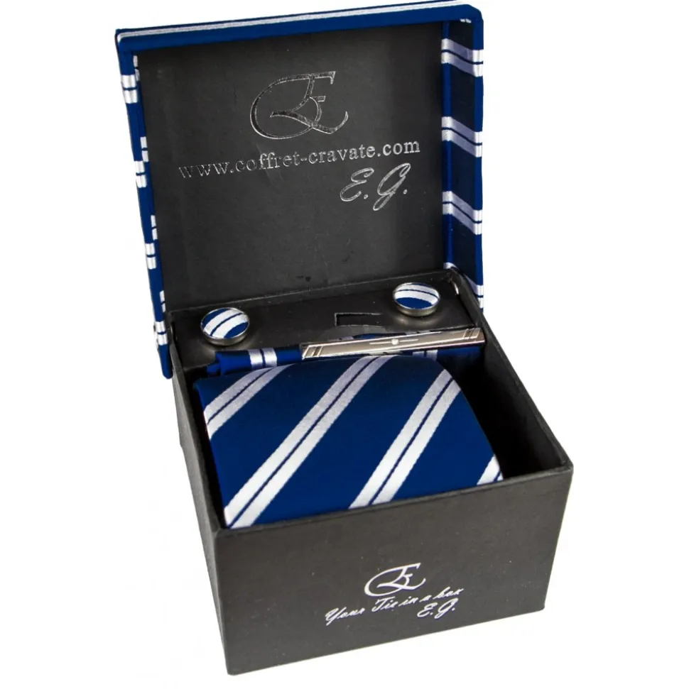 Cravates E.G. - Double Strip Tie - Midnight Blue - Avvenice