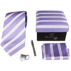 Cravates E.G. - Double Strip Tie - Lilac - Avvenice