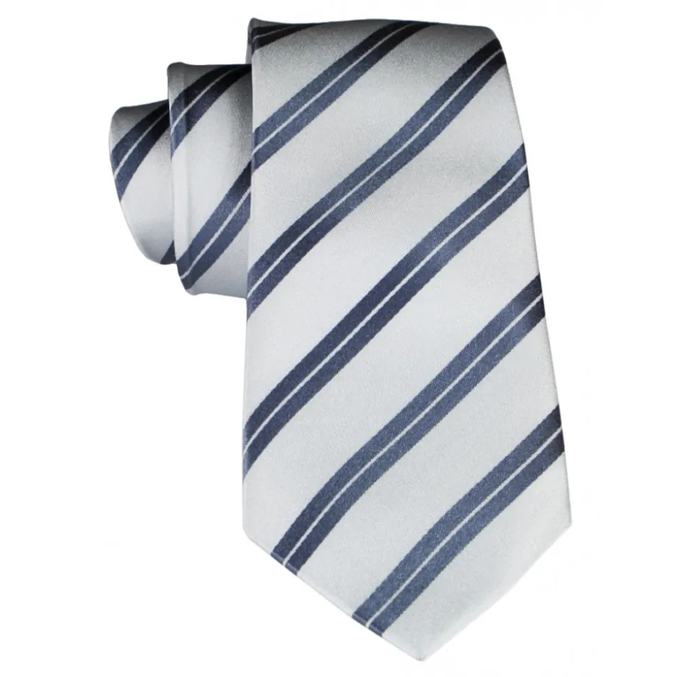 Cravates E.G. - Double Strip Tie - Mix of Gray and Ice Gray - Avvenice