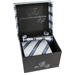 Cravates E.G. - Double Strip Tie - Mix of Gray and Ice Gray - Avvenice