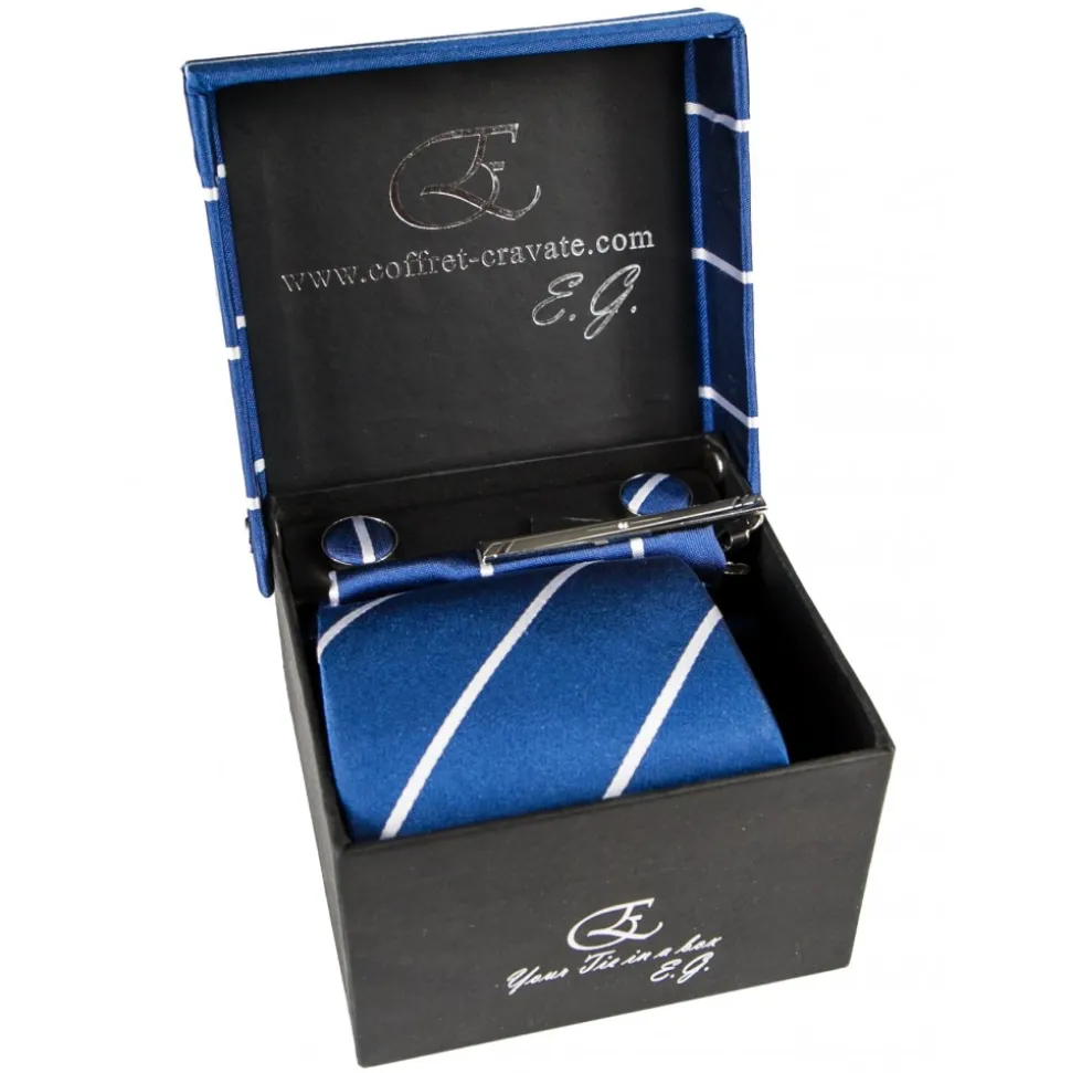 Cravates E.G. - Single Stripe Tie - Cobalt Blue - Avvenice