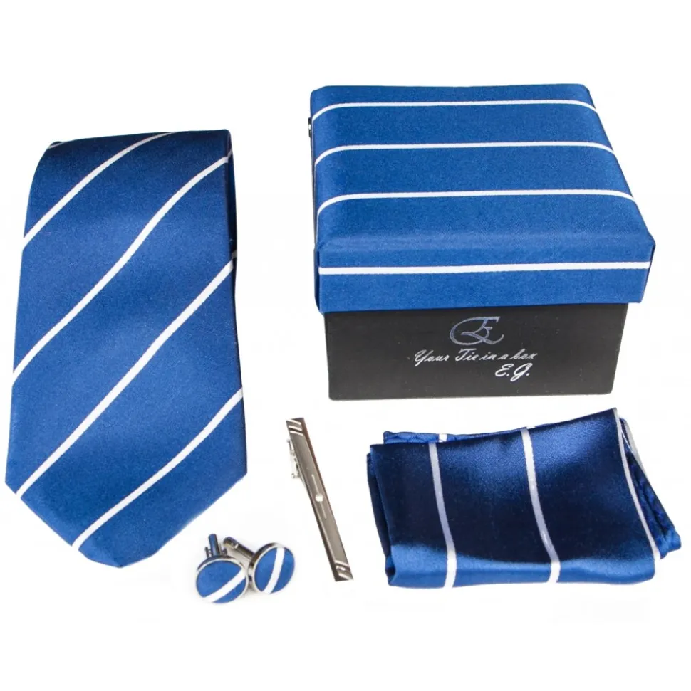 Cravates E.G. - Single Stripe Tie - Cobalt Blue - Avvenice