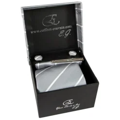 Cravates E.G. - Single Stripe Tie - Ice Gray - Avvenice