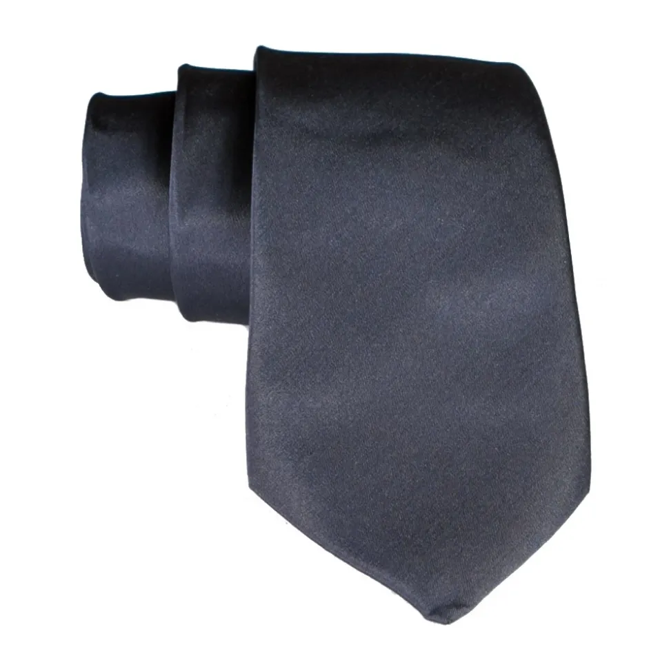 Cravates E.G. - Solid Satin Tie - Slate Gray - Avvenice