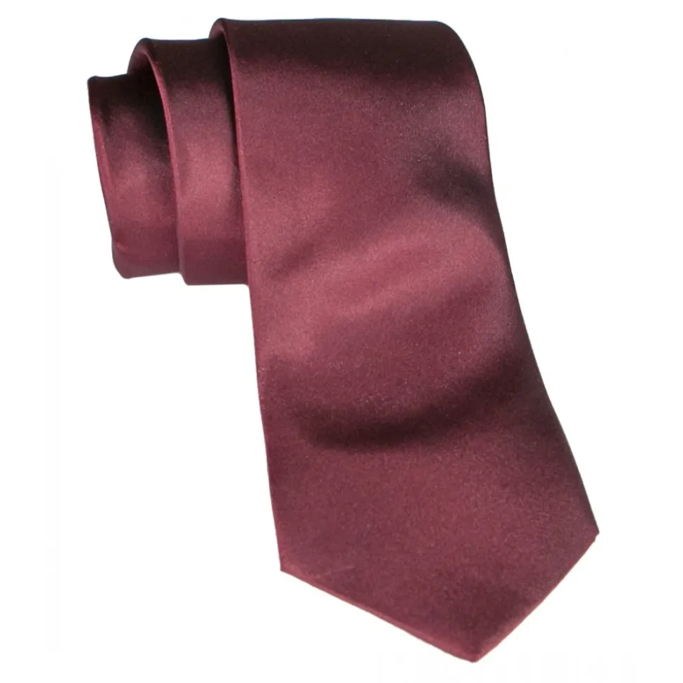 Cravates E.G. - Solid Satin Tie - Burgundy - Avvenice
