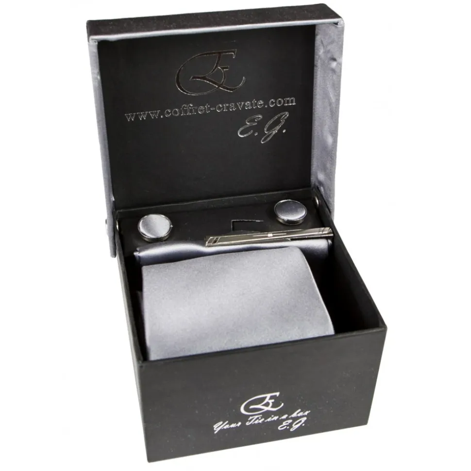 Cravates E.G. - Solid Satin Tie - Ice Gray - Avvenice